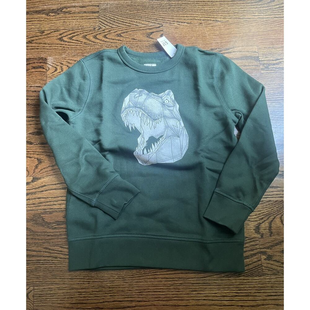 Gap kids Dinosaur T Rex Fleece Sweatshirt size L Green NWT